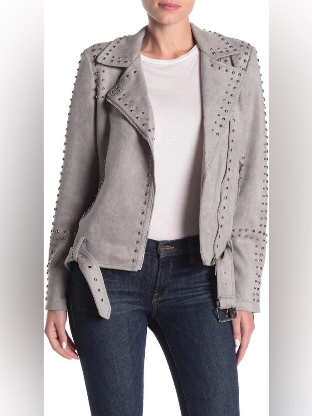 Vigoss Studded Faux Suede Moto Jacket NWOT